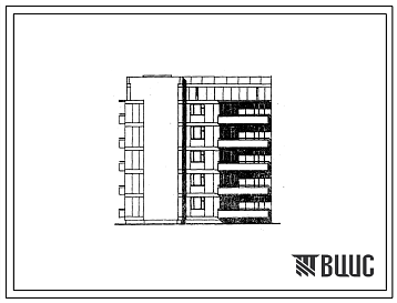 Фасады Типовой проект 67-035/1.2 Пятиэтажная блок-секция угловая (Т-образная) на 15 квартир 2Б, 2Б, 2Б (левая)