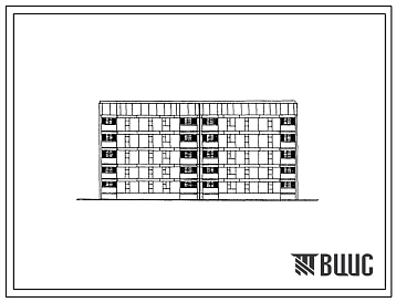 Фасады Типовой проект 87-0101п/2 Блок-секция рядовая 5-этажная 20-квартирная Р-3А-4Б /спаренная/