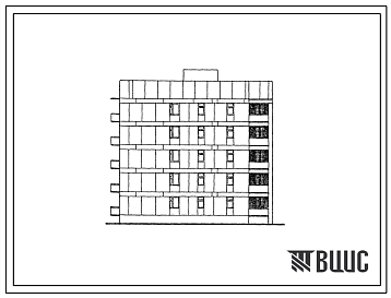 Фасады Типовой проект 87-0103п/2 Блок-секция торцовая левая 5-этажная 15-квартирная Т-1Б-2Б-3А