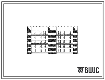 Фасады Типовой проект 87-0108/2 Блок-секция рядовая спаренная 5-этажная 20-квартирная Р-3А-4Б