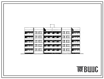 Фасады Типовой проект 88-019/1.2 5-этажная рядовая с торцевым окончанием блок-секция 2Б.2Б.4Б-2Б.2Б.4Б на 30 квартир. Для строительства во 2В климатическом подрайоне Белорусской ССР.