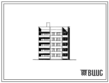 Фасады Типовой проект 88-022/1.2 5-этажная торцевая правая блок-секция 1Б-2Б-3Б на 15 квартир. Для строительства во 2В климатическом подрайоне Белорусской ССР.