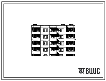 Фасады Типовой проект 210-027 Четырехэтажная блок-секция рядовая на 12 квартир (двухкомнатных 2Б-12). Для строительства во 2В климатическом подрайоне Белорусской ССР