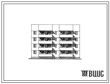 Фасады Типовой проект 26-0109.13.87 Блок-секция 4-этажная 12-квартирная рядовая с торцовыми окончаниями 1-3-3 /для строительства в УССР/