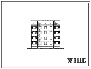 Фасады Типовой проект 94-064/1.2 Блок-секция 4-этажная 8-квартирная рядовая, с торцовыми окончаниями, 3А-4А
