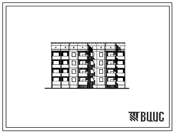 Фасады Типовой проект 94-094/1.2 Блок-секция 4-этажная 28-квартирная левая для малосемейных 1Б-1Б-1Б-1Б-1Б-1Б-2Б