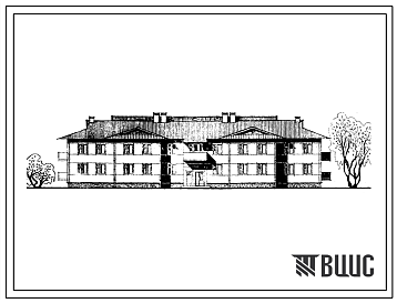 Фасады Типовой проект 161-26-93.85 Двухэтажное общежитие на 50 человек для рабочих и служащих