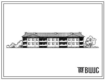 Фасады Типовой проект 111-26-78.83 2-этажный трехсекционный 16-квартирный жилой дом с укрупненными элементами /для Николаевского сельского строительного комбината Львовской области/