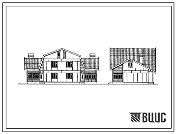 Фасады Типовой проект 143-24-317.13.89 Двухэтажный двухквартирный жилой дом с 3-комнатными квартирами в двух уровнях (для строительства в Украинской ССР)