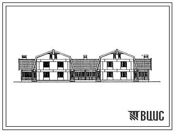 Фасады Типовой проект 143-24-319.13.89 Двухэтажный четырехквартирный жилой дом с 3-4-комнатными квартирами в двух уровнях (для строительства в Украинской ССР)