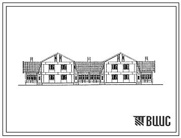 Фасады Типовой проект 143-24-320.13.89 Двухэтажный четырехквартирный жилой дом с 4-комнатными квартирами в двух уровнях (для строительства в Украинской ССР)