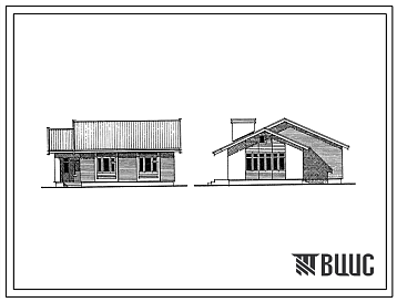 Фасады Типовой проект 184-24-232.13.87 1-этажный 1-квартирный жилой дом с 2-комнатной квартирой (для строительства в северно-центральных районах Украинской ССР)