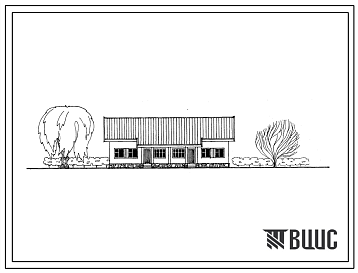 Фасады Типовой проект 184-24-244.13.87 Одноквартирный одноэтажный жилой дом с 2-комнатными квартирами (для индивидуальных застройщиков северо-центральных районов УССР)