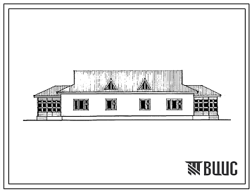 Фасады Типовой проект 188-24-198.86 Одноэтажный двухквартирный жилой дом с 2-комнатными квартирами для государственного и колхозного строительства