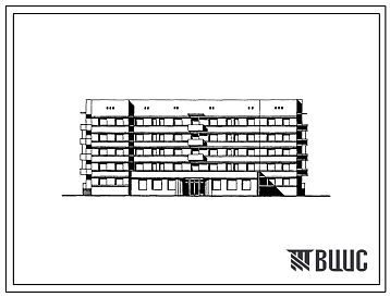 Фасады Типовой проект 164-114-45с.85 Пятиэтажное общежитие для рабочих и служащих на 198 человек