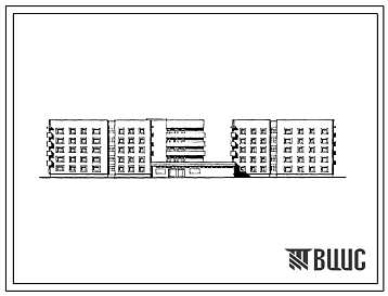 Фасады Типовой проект 164-114-25с.85 Пятиэтажное общежитие для рабочих и служащих на 422 человека (с жилыми ячейками на 3, 4, 10 и 12 человек)