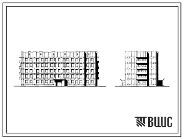 Фасады Типовой проект 163-174-5с.85 Общежитие 5-этажное на 190 человек для рабочих и служащих