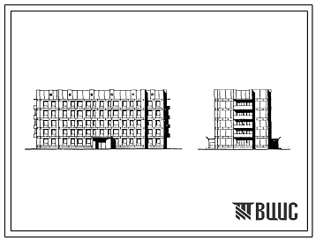 Фасады Типовой проект 163-174-6с.85 Общежитие 5-этажное на 190 человек для рабочих и служащих