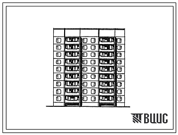 Фасады Типовой проект 135-0341с.13.87 9-этажная блок-секция общежития семейной молодежи рядовая на 153 человека для Бурятской АССР