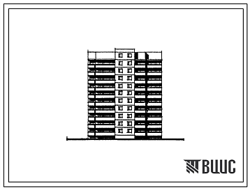 Фасады Типовой проект 138-050c.13.89 Блок-секция 10-этажная 40-квартирная торцевая правая 4-1-2-3 (для Кабардино-Балкарской АССР)