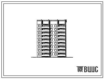 Фасады Типовой проект 135-0135с.85 9-этажная торцевая правая блок-секция на 27 квартир 2Б-3Б-5Б