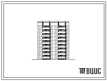 Фасады Типовой проект 135-0322с.13.87 9-этажная рядовая блок-секция на 36 квартир 2-2-3-3 для строительства в г. Иркутске