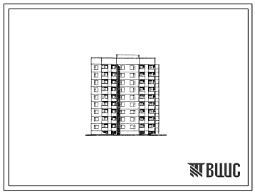Фасады Типовой проект 135-0257с.13.86 9-этажная блок-секция на 36 квартир торцевая правая 1Б-2Б-2Б-3Б для Бурятской АССР