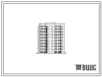 Фасады Типовой проект 135-0256с.13.86 9-этажная блок-секция на 36 квартир торцевая левая 1Б-2Б-2Б-3Б для Бурятской АССР