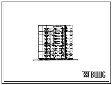 Фасады Типовой проект 122-0101см.13.89 Блок-секция поворотная с внутренним углом 45 левая 9-этажная 36-квартирная 2-2-3-4 (для строительства в г. Магадане)