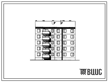 Фасады Типовой проект 135-04с.85 5-этажная рядовая левая блок-секция на 15 квартир 2Б-3Б-3Б