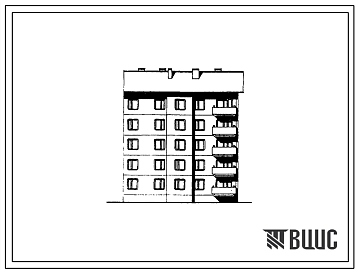 Фасады Типовой проект 135-07с.85 5-этажная торцевая правая блок-секция на 15 квартир 1Б-2Б-3Б