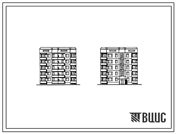 Фасады Типовой проект 135-0139с.87 Блок-секция 5-этажная 10-квартирная рядовая с торцовыми окончаниями 3-4