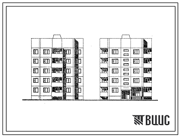 Фасады Типовой проект 122-091см.13.86 Блок-секция рядовая 5-этажная 15-квартирная 1Б-2Б-3Б (для строительства в г. Магадане)