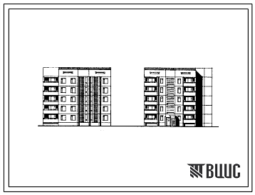 Фасады Типовой проект 135-0230с.85 5-этажная 10-квартирная поворотная с торцовым окончанием блок-секция 4Б-2Б (прямая)