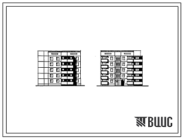 Фасады Типовой проект 135-0236с.85 5-этажная 10-квартиная поворотная с торцевым окончанием блок-секция 4Б-2Б (обратная)
