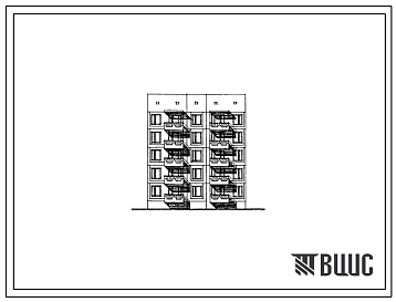 Фасады Типовой проект 135-0370с.13.88 Блок-секция рядовая пятиэтажная 15-квартирная 2-2-2. Для строительства в Кабардино-Балкарской АССР.