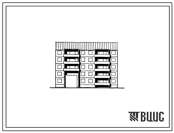 Фасады Типовой проект 135-0380с.13.89 5-этажная рядовая блок-секция с проездом левая (с двумя 3-метровыми шагами в лестничной клеике) на 16 квартир 2-2-3-3 для строительства в г. Иркутске