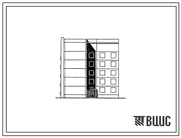 Фасады Типовой проект 135-0315с.13.87 5-этажная торцевая левая блок-секция на 15 квартир 1-3-4 для строительства в г. Иркутске