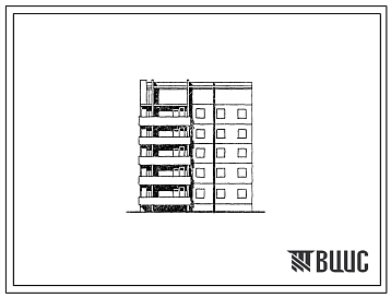 Фасады Типовой проект 135-0311с.13.87 5-этажная торцевая левая блок-секция на 15 квартир 1-2-3 для строительства в г. Иркутске
