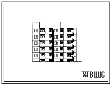 Фасады Типовой проект 135-0255с.13.86 5-этажная блок-секция на 15 квартир торцевая правая 2Б-3Б-3Б для Бурятской АССР