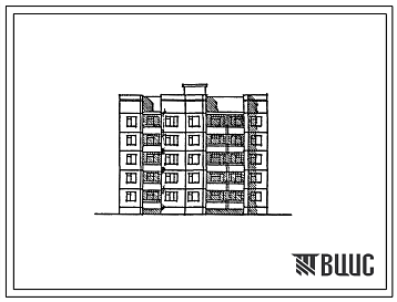 Фасады Типовой проект 135-0282с.13.86 Пятиэтажная блок-секция рядовая на 20 квартир. Для городов Кавминвод Ставропольского края. (Ввод опубл. в И-10-86).