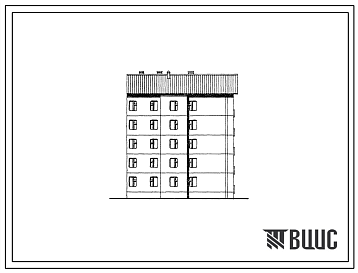 Фасады Типовой проект 135-0290с.13.86 5-этажная торцевая правая блок-секция на 10-квартир 3Б-5Б (для Тувинской АССР)