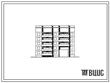 Фасады Типовой проект 135-0308с.13.87 5-этажная рядовая правая блок-секция с проездом на 16 квартир 1-2-3-3- для строительства в г. Иркутске
