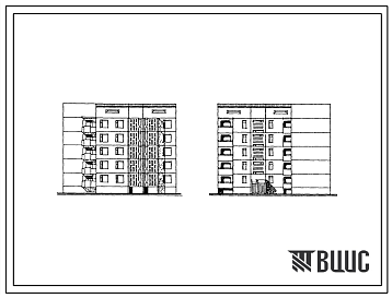 Фасады Типовой проект 135-0185с/1.2 5-этажная 10-квартирная угловая с торцевым окончанием блок-секция 2Б-4Б (левая)