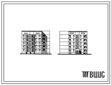 Фасады Типовой проект 135-0184с/1.2 5-этажная 10-квартирная угловая с торцевым окончанием блок-секция 2Б-4Б (правая)