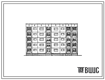 Фасады Типовой проект 97-0198с.84 Блок-секция 5-этажная 20-квартирная торцевая угловая правая 1Б.2Б.3Б.5Б