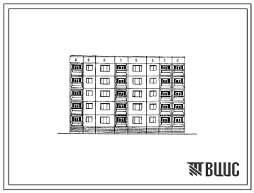 Фасады Типовой проект 97-0236с.86 Блок-секция 5-этажная 20-квартирная торцевая угловая правая 1Б.2Б.3Б.5Б