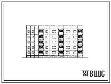Фасады Типовой проект 97-0276с.86 Блок-секция 5-этажная 20-квартирная поворотная с внутренним углом 135 градусов левая 1Б-2Б-3Б-5Б