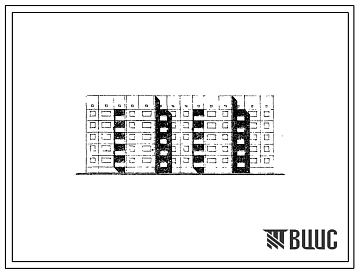 Фасады Типовой проект 92-020с/1.2 Блок-секция 5-этажная 39-квартирная рядовая с торцовыми окончаниями 1Б.2Б.3Б.3Б - Б.2Б.3Б.3Б