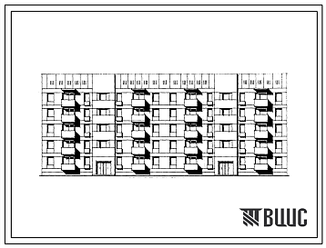 Фасады Типовой проект 174-010с.85 Блок-секция 5-этажная 2-секционная 38-квартирная рядовая-торцовая 1Б.2Б.3Б.3Б-1Б.2Б.3Б.3Б